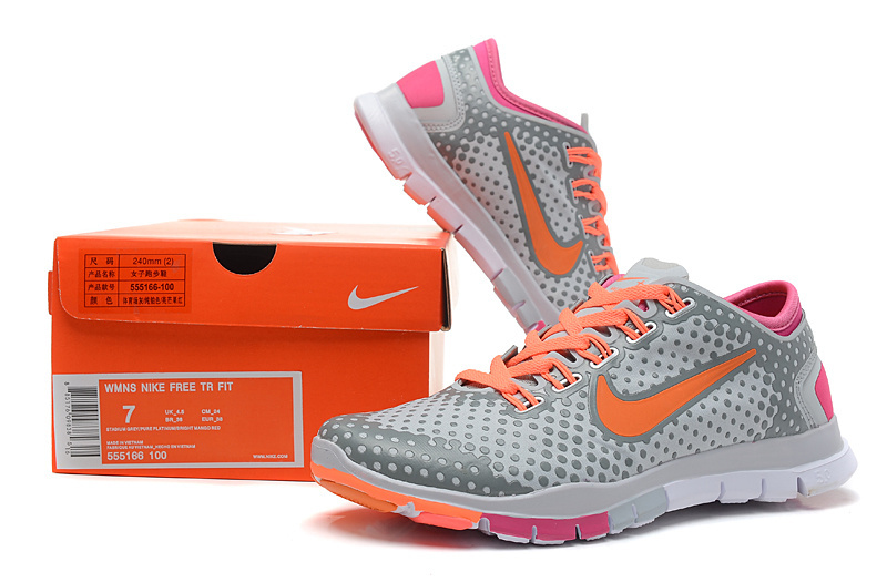 Hot Nike Free5.0 Women Shoes Gray/Orangered/Deeppink